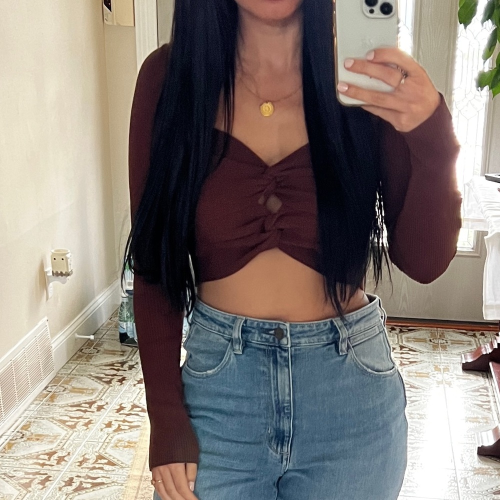 Brown bandage crop top